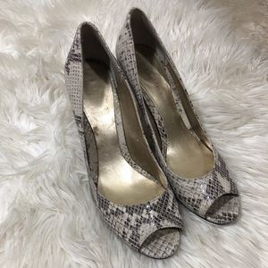 Enzo Angiolini snakeskin peep toe pumps